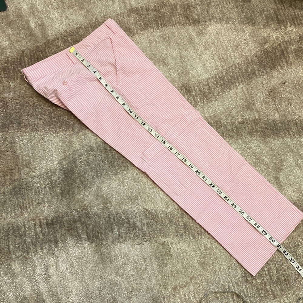 Lilly Pulitzer Vintage Seersucker Cropped Cargo Pant Pink/White Striped Pants 4